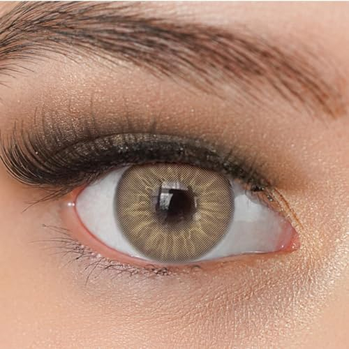 Kontaktlinsen farbig ohne Stärke braun | farbige braune Jahreslinsen | weiche Linsen | 2 Stück Farblinsen + Linsenbehälter | 0.0 Dioptrien | natürliche Farben | Charmiga Caribbean Brown