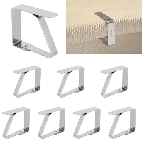 XIHIRCD 8 Uds Clips para Manteles, Clip De Acero Inoxidable para Manteles, Pinzas Mantel Apto para Mesas De 0,8-3cm De Espesor, para Picnic Afuera Fiesta Boda (Pequeño)