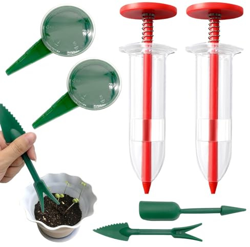 Vordpe 6 Stück Pflanzstreuer, Sämaschine Gartengerät, Samen Dispenser, handgehaltener Gartenpflanzer, für Kleine Gartenhandwerkzeuge zum Säen, Bewässern, Bodenlockern