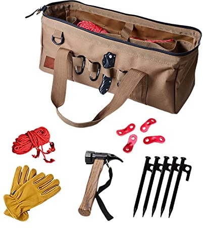 Zeltpfahl-Tasche, wasserdicht, strapazierfähig, Camping-Werkzeugtasche, tragbare Werkzeugtasche, breiter Griff für Hammer, Heringe, Heringe
