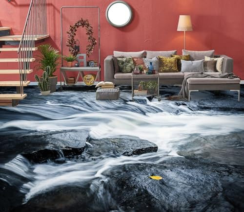 Benutzerdefinierte Boden Wasserdichte Stereo-Aufkleber 3D Steinfluss, 150 * 105cm 3D-Bodenfliesen Aufkleber Bodenbelag Tapete Wandbild PVC Wasserdicht selbstklebende Tapete Wohnkultur