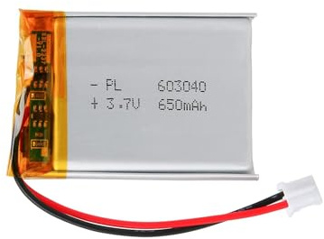 Batería Lipo 3.7V, 650mAh 603040 a Iones de Litio con conexión 2P-PH con Paso 2,0 mm