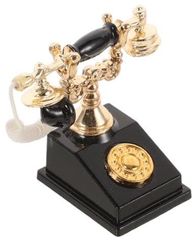 TOYANDONA Miniatur-telefonmodell Miniatur-Vintage-telefonmodell Mit Wählscheibe Vintage Tischtelefon Spielzeug-Telefon Puppenhaus-miniaturtelefon Retro-telefonspielzeug Black Legierung
