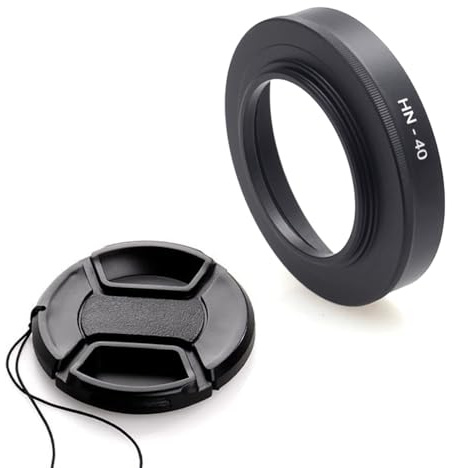HN-40 Gegenlichtblende aus Metall und 46 mm Objektivdeckel, kompatibel mit Nikon Z50 Z30 Zfc | Kit Z DX 16-50 mm f/3.5-6.3 VR Objektiv (1+1 Pack)