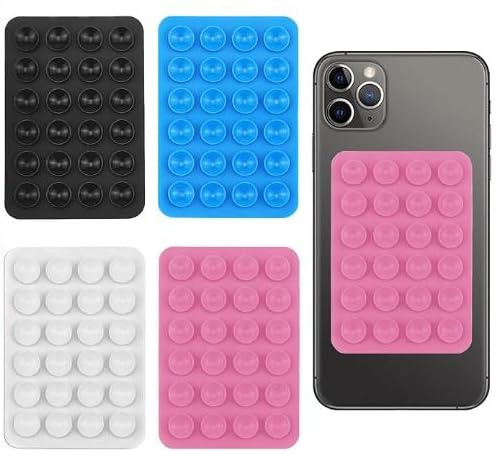 Silikon Saugnapf Handyhülle, 4 Stück Noppen Handyhülle, Handy Kleber Rückseite Saugnapf, Freisprechen, Selbstklebend Handyhülle mit Saugnäpfen, Abnehmbar Geeignet für Alle Handymodelle(4 Farben)