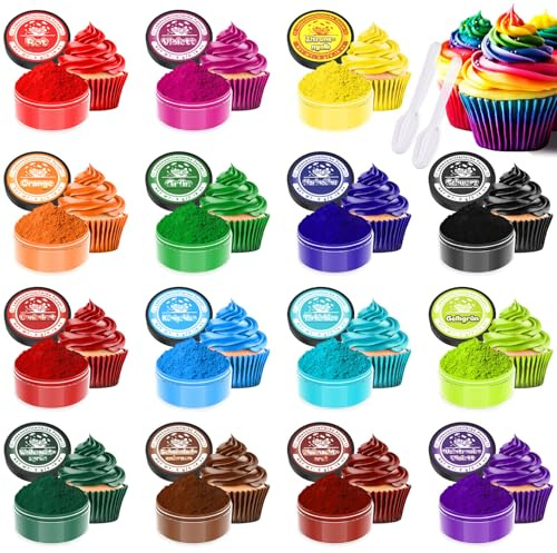 Colorant Alimentaire Poudre - 15 x 5g Vives Colorant Alimentaire pour Cake, Coloration Comestible Concentré pour la DéCoration de GâTeaux, GlaçAge, Macarons, Biscuits, Cupcakes - Vegan, Sûre