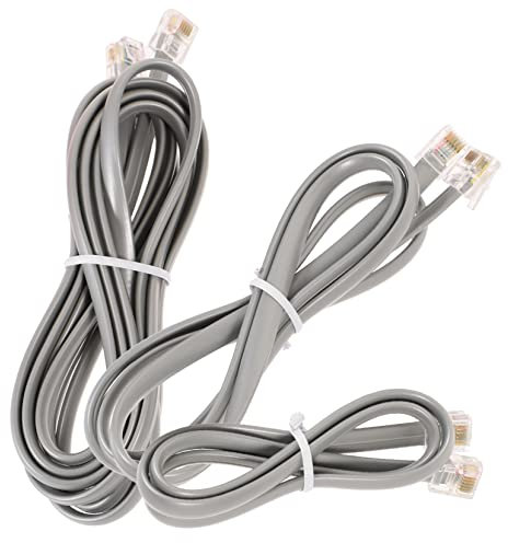 DOITOOL Kit Cavi Telefonici 3 Pezzi Prolunga Seta 6 Poli Rj12 Cavo Jack Telefono Fisso Resistente All’usura Per Uso Domestico e Ufficio Argento Grigio