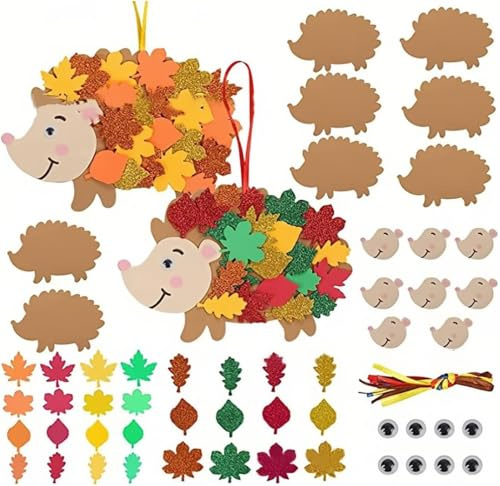 SULOLI 10 Stück Bastelsets für Kinder,Igel Kreativsets zum Basteln,DIY Bastelhandwerk,Herbst Kunsthandwerk für Junge Mädchen Party Bastelarbeiten