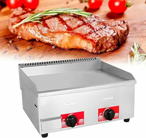 BTOIASYHF Commercial Heavy Duty Stainless Steel LPG Gas Griddle Outdoor Restaurant Grill with Gas Baking Plate Burger Grill Large Non-Stick Burners