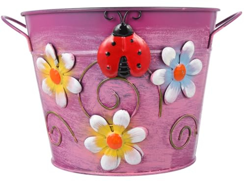 Happyyami Maceta De Hojalata Retro Cubo para Flores De Jarrón De Cubo De Hierro Maceta Vintage para Decoración De Jardín o Terraza