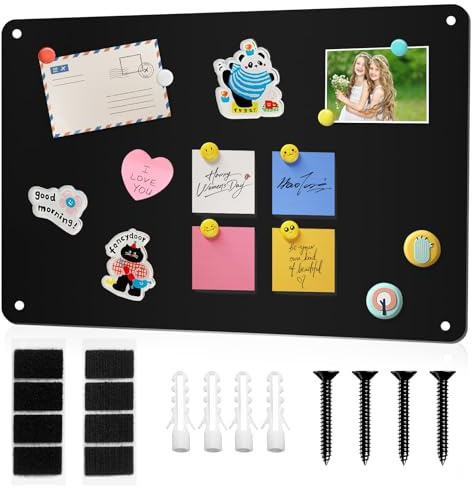 Magnettafel, Metallplatte für Magnete 43 X 30cm, Edelstahl Magnetwand, Pinnwand Magnetisch, Magnettafel Klein für Notizen, Fotos, Büro und Küche (Schwarz)