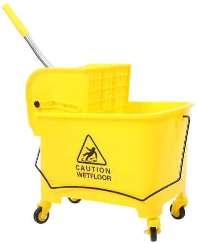 Cubo Fregona Lateral Ruedas de 20 Escurridor de L | Uso Comercial, Color Amarillo, Estructura Rígida, Movilidad Silenciosa, 4 Ruedas Lisas y Asa Integrada Color Aleatorio