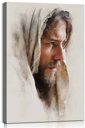 Mistyefly Jesus-Wandkunst, christliche Wanddekoration mit innerem Holzrahmen, 30,5 x 45,7 cm, leicht und einfach aufzuhängen, Jesus-Gemälde, christliche Poster, religiöse Bilder für Zuhause und
