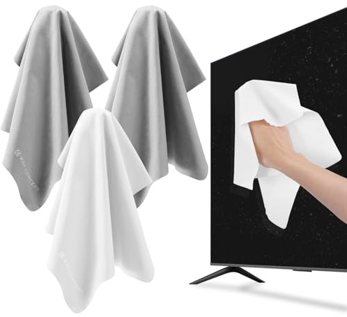 K&F CONCEPT 3 Paños de Limpieza de Microfibra – 30 x 30 cm, Limpiador de Pantallas para Televisores, Gafas, Lentes de Cámara, Automóviles, Dispositivos VR, Tabletas, Computadoras, Ventanas, Espejos