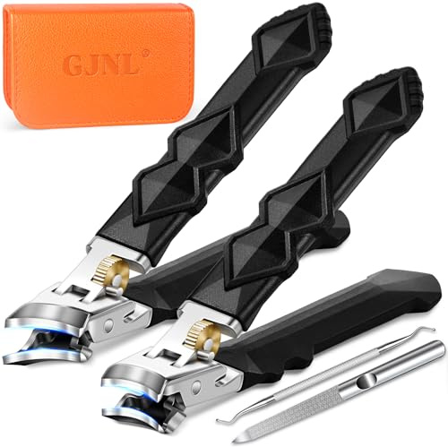 Nagelknipser für dicke Nägel Nagelschneider, Ultra Wide Jaw Opening Nagelknipser für Fingernagel und Fußnägel, Scharf Nagelknipser für Eingewachsene Zehennägel mit langem Griff, 4 Pcs