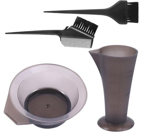SMASOLO Kit de Tinte Cabello 4 Piezas Cuenco para Teñir, Taza Medidora y Pincel, Accesorios Plásticos Duraderos para Uso en Casa y Salón, Colores Surtidos para Aplicación Fácil y Práctica