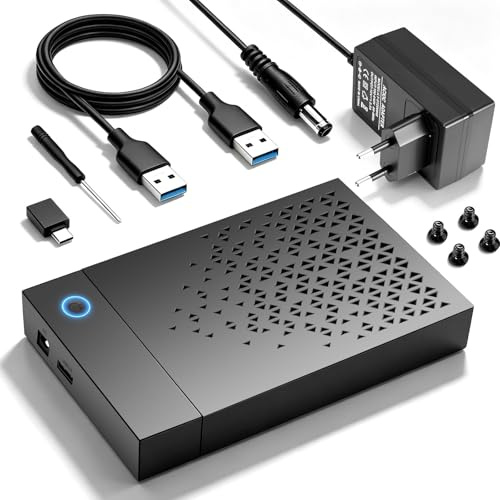 6Gbps Festplatten Dockingstation für 2,5''/3,5'' SATA HDD & SSD, FestplattenAdapter USB C/USB 3.0 SATA HDD Festplatten Docking Station Gehäuse Festplattengehäuse mit 12V/2A Netzadapter