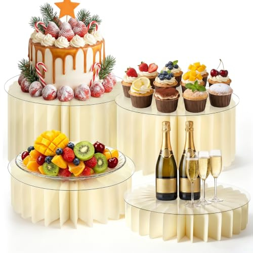 BEZORR 4Stück Buffet Ständer,Faltbare Tortenständer Buffet Zubehör für Partys,Extra DickTortenständer Karton Dessert Display Ständer für Hochzeiten, Geburtstag, Dessert, Cupcake – Weiß