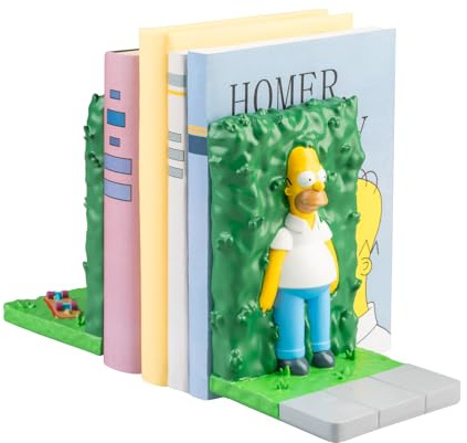 Grupo Erik Die Simpsons Homer Figuren Buchstütze Buchständer Merch Deko | 12,3 x 15,4 x 14,9 cm Buchhalter Bücherregal Deko Kinder Erwachsene aus Kunstharz Book Nook -Simpsons Fanartikel Geschenke