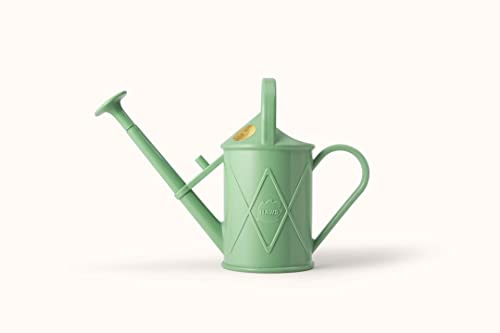 Indoor Plastic Watering Can | The HAWS The Bartley Burbler - Two Pint | Pot Waterer | Fine Spray Rose - Sage