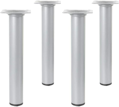 Amig Rundes Möbelbein – robuster legierter Stahl – einfache Befestigung – vielseitiges Design – Inklusive Schrauben – ideal für Tische und Schreibtische, Silber, 30 x 200 mm