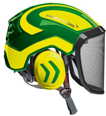 Casco de seguridad integral Protos para trabajadores forestales , Verde