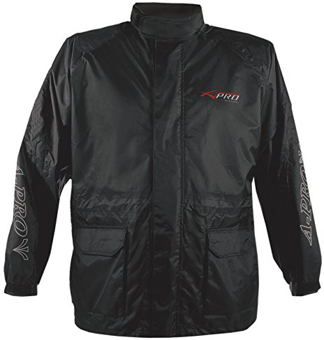 Veste Pluie Nylon 100% Etanche Capuche Reflechissant Moto Motard Sport noir L