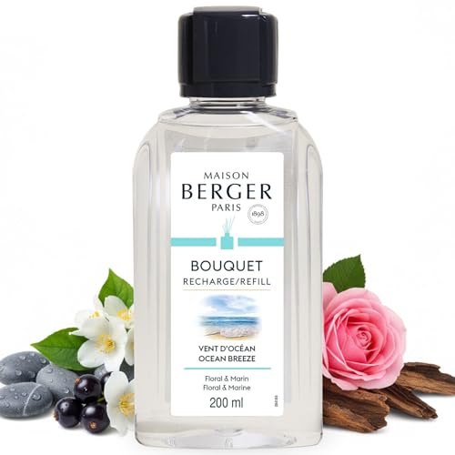 LAMPE BERGER Vent d'Océan Raumduft Nachfüllflasche, klar, 200ml | Nachfüllung Frische Ozeanbrise 200 ml für Duftbouquet, kontinuierliche Diffusion ca. 4 Wochen