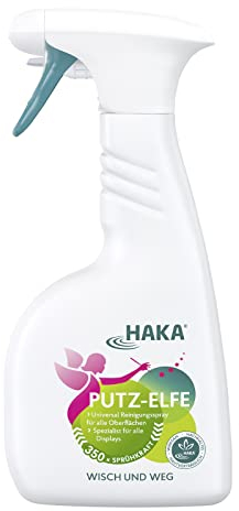 HAKA Putz-Elfe Spray, 500 ml, Displayreiniger für empfindliche Flächen, entfernt Fettflecken & Fingerabdrücke, Bildschirmreiniger für Fernseher, Smartphone, Laptop, Tablet, Touchscreen & Monitore