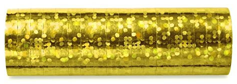 PartyDeco- Conf. da 18 Rotoli di Stelle Filanti Olografiche, Colore Oro, SHN-019