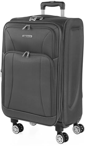 ITACA - Maleta Mediana con 4 Ruedas Giratorias para Viajes Largos Tipo Trolley Ideal como Maletas de Viaje Grandes 23 Kilos y Maleta Viaje Mediana Resistentes, Negro