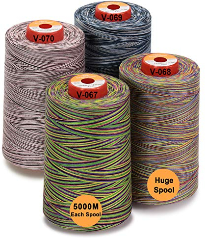 New brothread - 28 Optionen - 4 Große Konen 5000M Allzweck Polyester Nähgarn 40S/2 (Tex27) zum Nähen, Quilten, Patchwork, Serger und Overlock - Variegated Colours