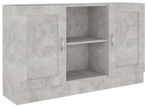 vidaXL Aparador Armario de Almacenamiento Mueble Auxiliar Consola Decoración Alacena Organizador Sala de Estar Salón de Contrachapada Gris Hormigón