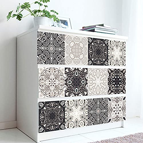 Adesivi per piastrelle 10 Pezzi Grigio e nero adesivi per piastrelle bagno/cucina Impermeabile Autoadesivo Wall Stickers 15X15cm