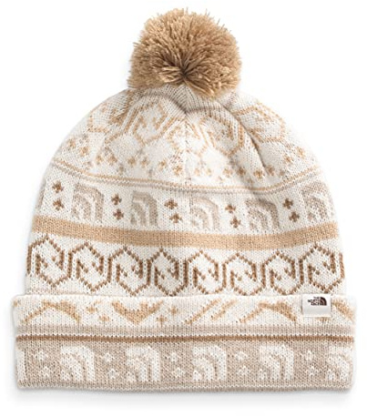 The North Face Fair Isle Beanie, Gardenia White TNF Mountain Fairisle Print, OS