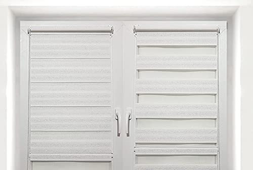 TROYAHOME® Doppelrollo Klemmfix Ohne Bohren Duo Rollo Fenster Rollo Easyfix (Silber Weiß, 65 x 150 cm (Stoffbreite 62 cm)