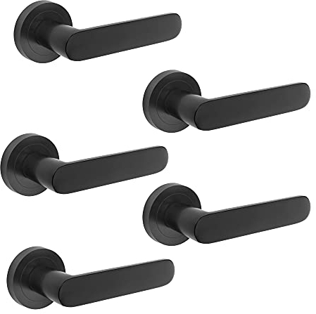 Emuca - Türgriffe für Innenttüren, 5 Türgriff-Set mit Rosetten für Zimmertüren D.50 mm, Aluminium, Schwarz