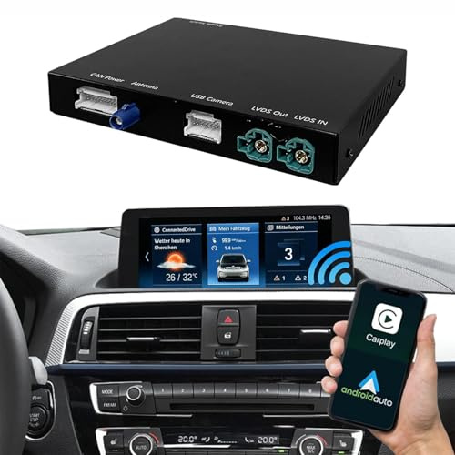 Road Top CarPlay Modul für BMW EVO, Wireless CarPlay Android Auto Interface | Für BMW 1er/2er/3er/4er/5er/6er/7er X1/X2/X3/X4/X5/X6 M3/M4/M5 2017–2020, Carplay Retrofit Kit Decoder, Mirrorlink