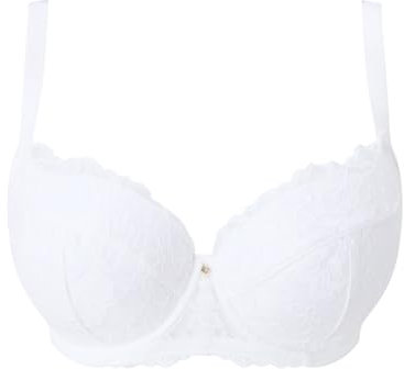 Ann Summers Sexy Lace Padded Plunge Bra Curve-Enhancing Womens Underwear with Padded Cups & Underwire, Removable Mini Pads for Smaller Sizes, Adjustable Straps White