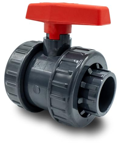 Baumaxxe PVC Kugelhahn 40mm - 2-Wege Absperrhahn Pool - 16 Bar - bm032