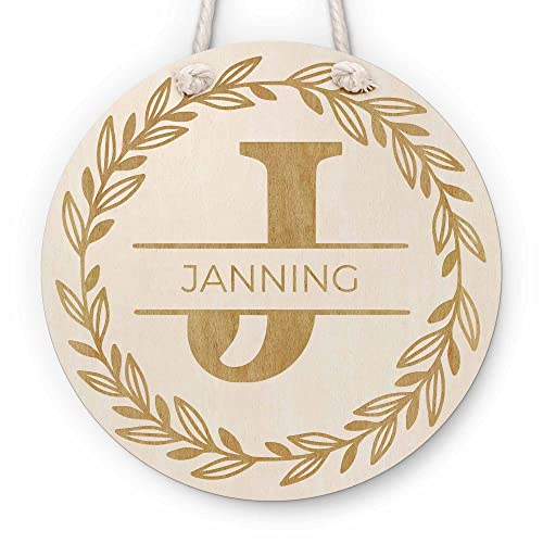 Holzschild Türschild personalisiert mit Anfangsbuchstaben & Wunschnamen | Personalisierte Geschenke Wanddekoration Baby und Familie - Buchstabe wählbar