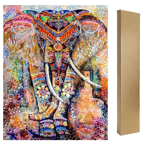 5D DIY Square Diamond Painting Eckige Steine 40x50cm Mit Verpackung Box Malen nach Zahlen Erwachsene Perlen Set Diamant Painting Bilder Groß Daiments Painting Gemälde Basteln Erwachsene Elefant