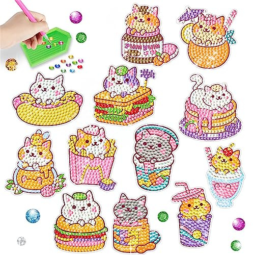 XIXKOLYU® die Katze Diamant-Malerei-Set für Kinder, 5D-Diamant-Malen-nach-Zahlen-Edelstein-Kunsthandwerk für Kinder und Erwachsene, Diamant-Punkte-Mosaik-Set