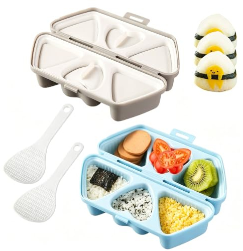Onigiri-Musubi-Form, 6-in-1-Sushi-Form, antihaftbeschichtet, Sushi-Reisform, Bento-Formpresse mit Löffel, 2 Stück