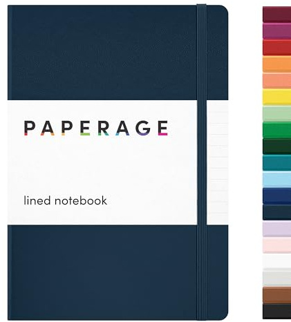 PAPERAGE Lined Journal Notebook, (Navy), 160 Pages, Medium 5.6 in x 8 in - 100 GSM Thick Paper – Hardcover Journaling Notebook for Work, School & Note Taking