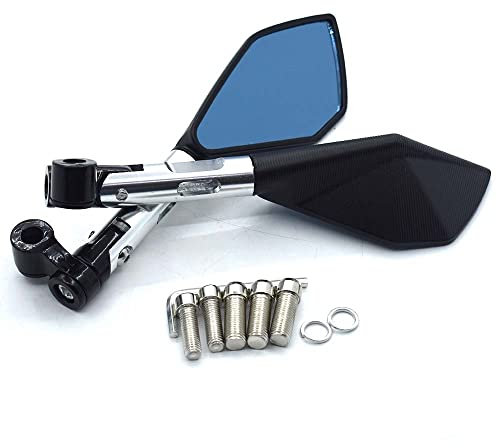 COGNOO Motorrad Lenkerendenspiegel Für Y&amaha MT-07 MT-09 FZ-07 FZ-09 FZ8 Xmax VMAX NMAX TMAX Universal 8mm 10mm Motorrad Rückspiegel CNC Aluminiumlegierung Motorrad Rückspiegel(Silver)