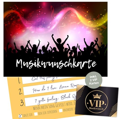 Eummel 50 Musikwunschkarten inkl. VIP Karten Hochzeit Musikwunsch Dj Karten Geburtstag Boho Musikwünsche Musikkarten Partykarten