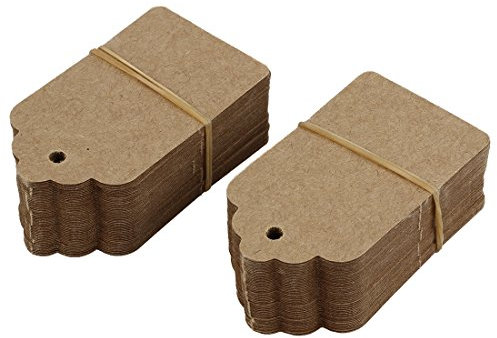 Herklotzn Rustikale Geschenkanhänger, Gepäckanhänger, 40 x 70 mm, gewellt, Kraftpapier, , 100 Stück