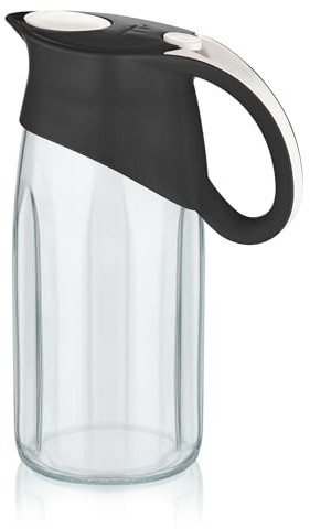 Best House Transparent Glass Strong Body Water Jug with Lid, Study Handle for Juice and Milk - 1450 ml, Ideal for Home and Office (Pack of 2) (Random Colour Send)