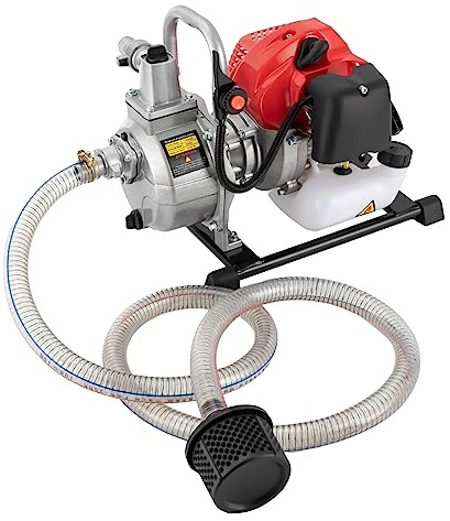 Benzin Wasserpumpe, 2-Takt Gartenpumpe Benzinmotorpumpe, 42,5cc 1,45kw Wasserpumpe Gartenpumpe Gasmotor Teich Garten Hochwasserpumpe Hochwasserentwässerungspumpe